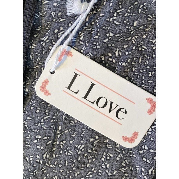 NWT L Love Patterned Ruffle Trim Romper Size Medium Women’s Black Tie Waist - Picture 5 of 9